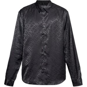 Versace Jeans Couture, Heren, Overhemden, Zwart, Maat: M Zijde,