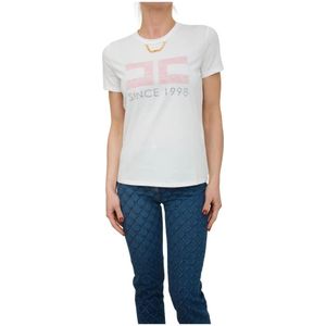 Elisabetta Franchi, Dames, Tops, Wit, Maat: S Katoen,