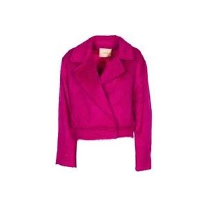 Twinset Faux Fur Bomber Blazer Roze , Pink , Dames , Maat: XS