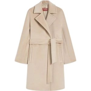 Max Mara Studio, Dames, Mantels, Beige, Maat: XS Wol,