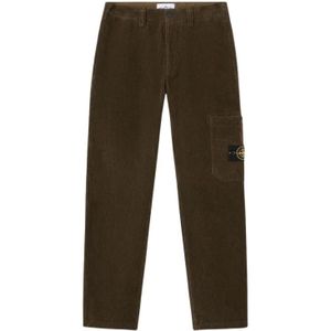Stone Island, Heren, Broeken, Groen, Maat: W32 Leer,