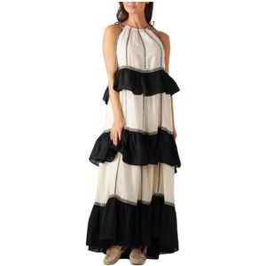 Devotion Twins, Dames, Jurken, Wit, Maat: S Denim,