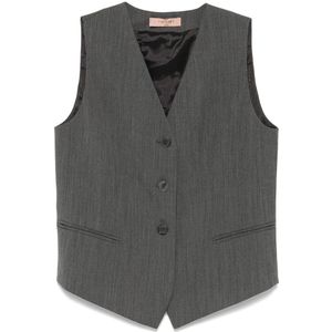 Twinset, Dames, Jassen, Grijs, Maat: XS Wol,