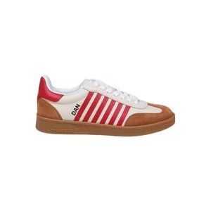 Dsquared2 Witte/Rode Leren Sneakers Aw24 , Multicolor , Heren , Maat: 45 EU