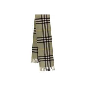 Burberry Cashmere Giant Check Frayed Sjaal , Green , Heren , Maat: ONE Size