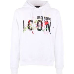 Dsquared2 - Icon Splatter Hoodie - Wit - Katoen - Sweatshirt