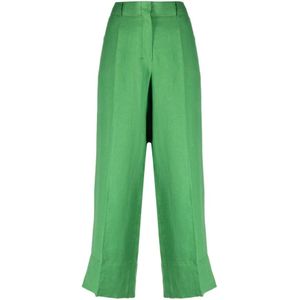 Max Mara, Dames, Broeken, Groen, Maat: XS Linnen,