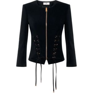 Elisabetta Franchi, Dames, Jassen, Zwart, Maat: L Satijn,