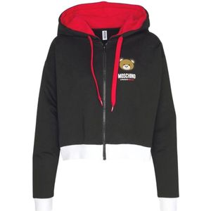 Moschino, Dames, Sweatshirts & Hoodies, Zwart, Maat: M Katoen,