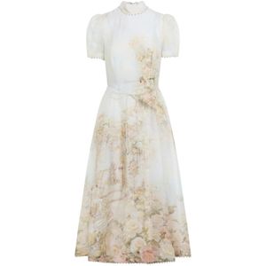 Zimmermann - Memento Picnic - Midi Jurk - Veelkleurig - Linnen - Bloemenprint