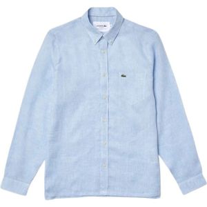 Lacoste, Heren, Overhemden, Blauw, Maat: S Linnen,