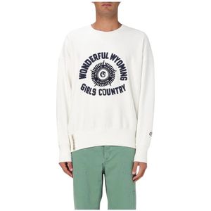 Champion - Vintage Grafische Crewneck Sweatshirt - Beige - Dames - Katoen