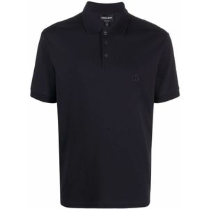 Giorgio Armani, Heren, Tops, Blauw, Maat: M Katoen,