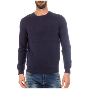 Armani Jeans, Heren, Sweatshirts & Hoodies, Blauw, Maat: S Katoen,
