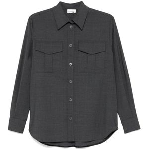 P.a.r.o.s.h., Dames, Blouses & Shirts, Grijs, Maat: XS Wol,