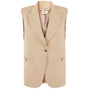 Elisabetta Franchi, Dames, Jassen, Geel, Maat: XS Gabardine,