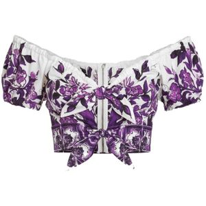 Dolce & Gabbana - Overhemden - Paars - Top met Majolica-print - Katoen