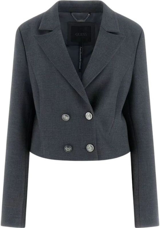 Guess, Dames, Jassen, Grijs, Maat: XS Leer,