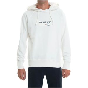 Fay, Heren, Sweatshirts & Hoodies, Wit, Maat: 2XL Katoen,