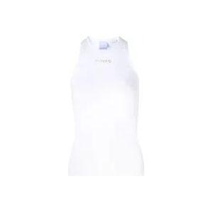 Pinko Witte Geribbelde Tanktop , White , Dames , Maat: M