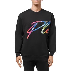 Philipp Plein, Heren, Sweatshirts & Hoodies, Zwart, Maat: L Katoen,