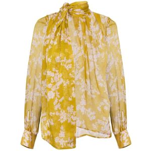Elisabetta Franchi, Dames, Blouses & Shirts, Geel, Maat: XL Zijde,