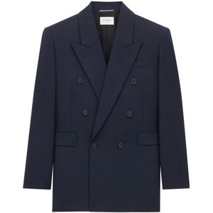 Saint Laurent, Heren, Jassen, Blauw, Maat: M Zijde,