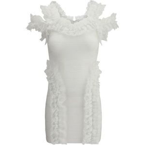 Self-Portrait - Mini Knit Ruffle Dress - Jurk - Gestreept - Gebreide Stof