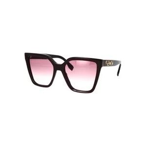 Fendi Glamoureuze geometrische zonnebril met donkerbruin montuur en grijze lenzen , Brown , Dames , Maat: 55 MM