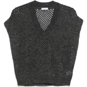 Brunello Cucinelli, Dames, Truien, Grijs, Maat: S