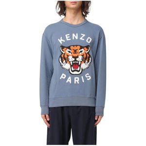 Kenzo, Heren, Sweatshirts & Hoodies, Blauw, Maat: XS Katoen,