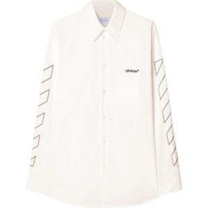 Off White, Heren, Overhemden, Wit, Maat: M Katoen,