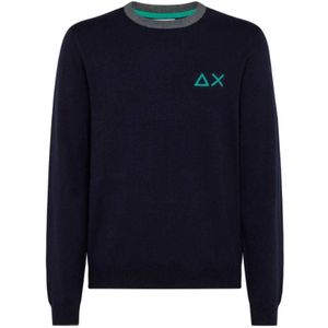 Sun68, Heren, Truien, Blauw, Maat: M Katoen,