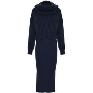 Kocca, Dames, Jurken, Blauw, Maat: L Leer,