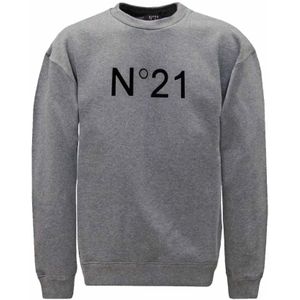 N21, Heren, Sweatshirts & Hoodies, Grijs, Maat: M Katoen,