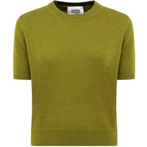 Alpha Studio, Dames, Truien, Groen, Maat: L Wol,