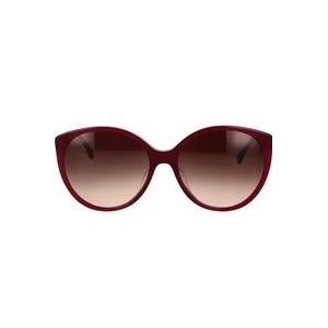 Fendi Ronde Acetaat Zonnebril met Havana Pootjes , Red , Dames , Maat: 59 MM