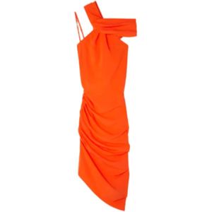 Versace Jeans Couture, Dames, Jurken, Oranje, Maat: XS Linnen,