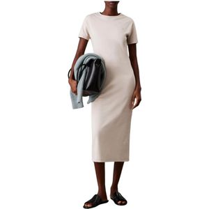 Calvin Klein, Dames, Jurken, Beige, Maat: S Katoen,