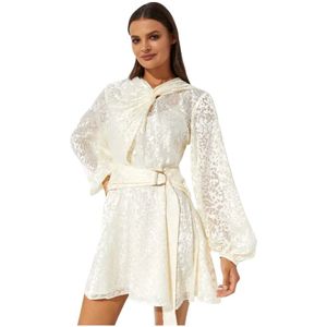 Acler, Dames, Jurken, Wit, Maat: XL Leer,