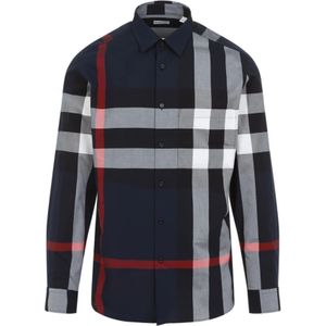 Burberry - Geruite Overhemd - Blauw - Multicolor - Katoen