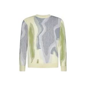 Fendi Earth Sweater met Iconische Motieven , Multicolor , Heren , Maat: M