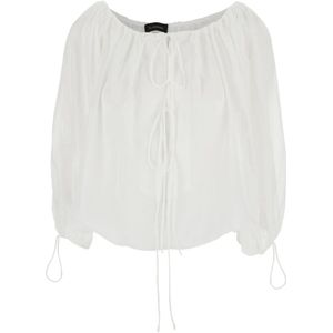 Andamane, Dames, Blouses & Shirts, Wit, Maat: S Katoen,