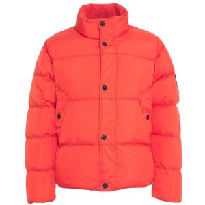 Stone Island, Heren, Jassen, Oranje, Maat: M Leer,