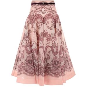 Zimmermann Gedrukte Linnenmix Crush Rok , Multicolor , Dames , Maat: M