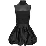 Nicowa - Feestjurk - Zwart - Satijn - Mouwloos met Mesh-inzet