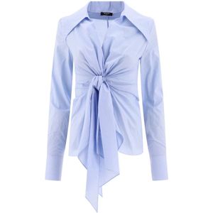 Balmain Gingham Stropdas Shirt 100% Katoen , Blue , Dames , Maat: XS