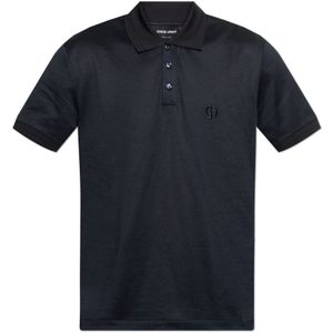 Giorgio Armani, Heren, Tops, Blauw, Maat: M Katoen,