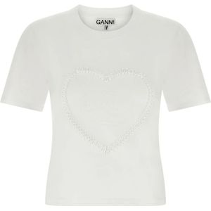 Ganni, Dames, Tops, Wit, Maat: M Katoen,