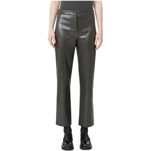 Max Mara Studio, Dames, Broeken, Groen, Maat: L Leer,